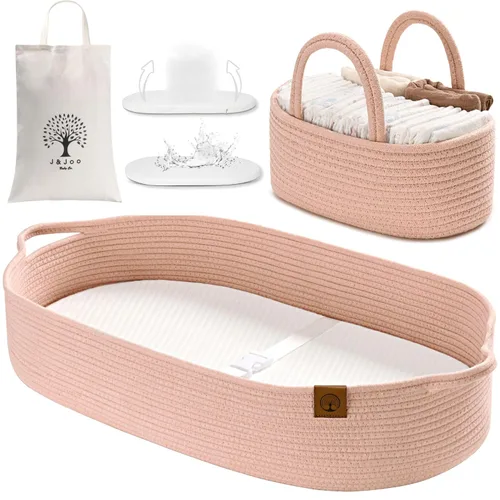 Vista 16 de Cesta cambiador de bebé incluye pañalera, suave e impermeable, de doble cubierta, portátil, cambiador para tocador y cambiador, regalo para baby