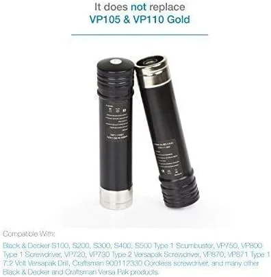 Vista 3 de ExpertPower Paquete de 4 baterías NiCd de 3.6 V 1300 mAh para Black & Decker VP100 VP110 VP130 VP143 151995-03 383900-03 387854-00 Sears Craftsman