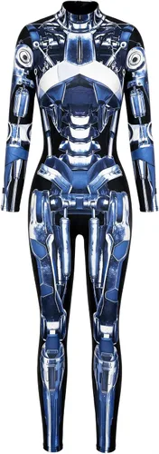 Vista 3 de Womens Hi-neck Skeleton Print Bodycon Jumpsuits Fullbody Unitard 2020#Pattern4