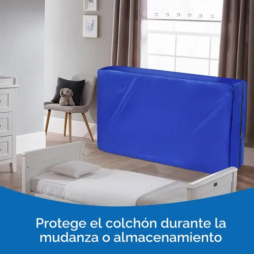 Vista 4 de Bolsa de colchón de cuna, impermeable, resistente, con cremallera fuerte, reutilizable, para moverse, color azul