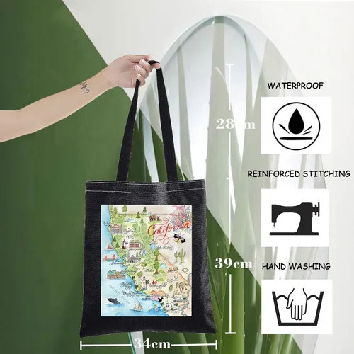 Vista 2 de WZMPA Bolsa de mano del estado de California, regalo de viaje, bolsas de comestibles reutilizables para vacaciones, mercancía de viaje