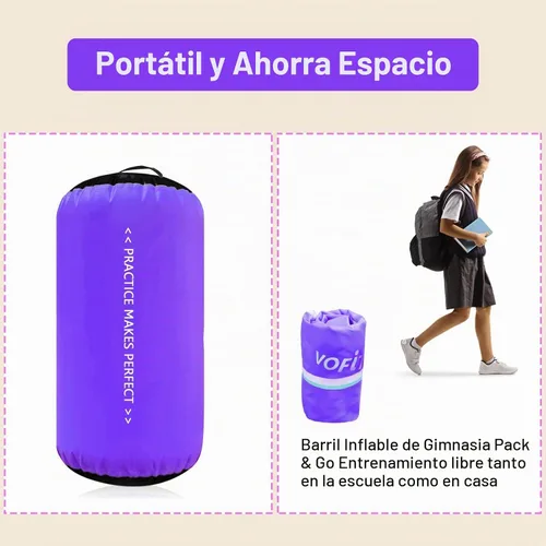 Vista 7 de VOFiTNY Entrenador de resorte de mano de espalda de equipo de gimnasia Air Negro/Púrpura Sin Bomba