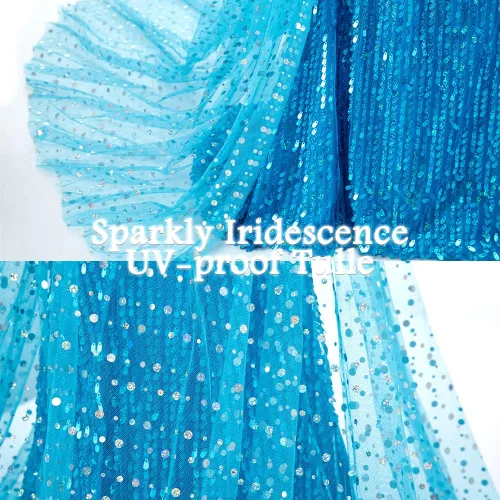 Vista 5 de TPMG Elsa Costume Dress for Girls 3T-10Y with Kids Frozen Crown Wand Gloves for Halloween Birthday Dress Up Pretend Play