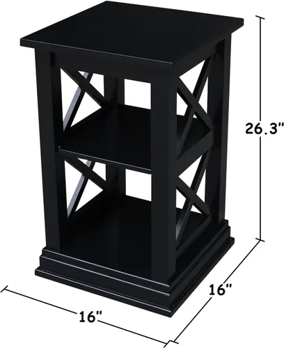 Vista 3 de IC International Concepts Hampton - Mesa decorativa de madera maciza con estantes, color negro