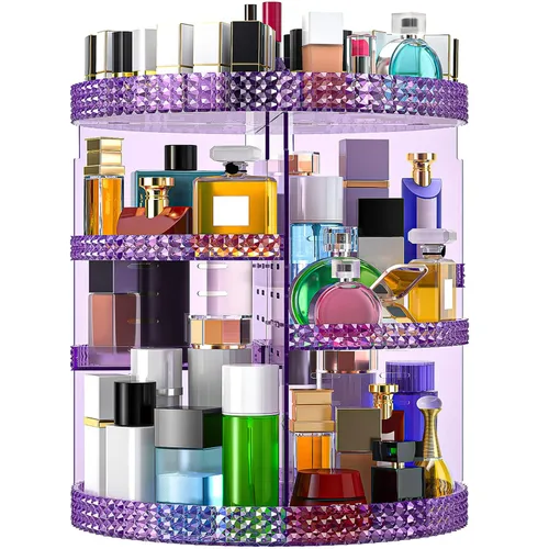 Vista 15 de Organizador de maquillaje negro con rotación de 360 grados, 7 niveles de gran capacidad, organizador de cosméticos acrílico, organizador