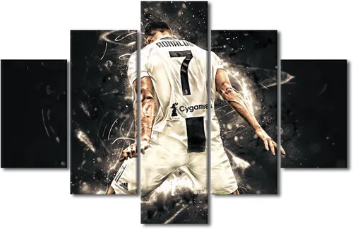 Vista 28 de TUMOVO Lienzo decorativo para pared, cuadro de Cristiano Ronaldo, cuadros de club de fútbol, impresiones en lienzo, póster de arte de pared, arte
