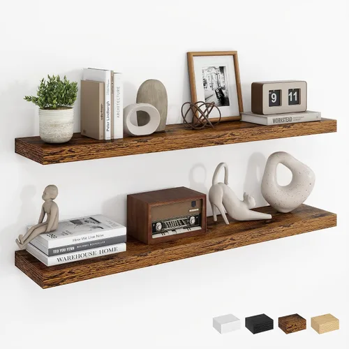 Vista 8 de Dreamland Estantes flotantes negros de 20 pulgadas, estantes de pared de 20 pulgadas para baño, dormitorio, cocina, estante de libros montado