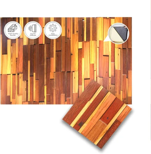 Vista 10 de 1 Panel de arte de pared de madera de Finlandia de alto grado estilo bloque estético Difusor de sonido acústico STC 27 Decoración para el hogar