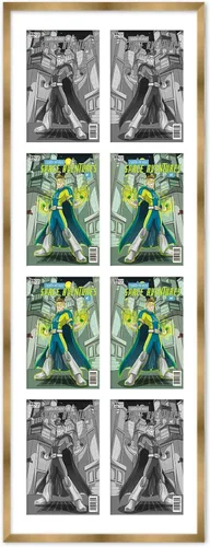 Vista 12 de Marco de cómic blanco mate para cómics publicado entre 1938 y 1955 (marco de madera maciza de cómic de la edad dorada) hecho para mostrar 4 cómics