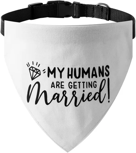 Vista 7 de El mejor collar de bandana de boda para perro, bandana de compromiso ajustable para mascotas con hebilla de liberación rápida y anillo en D