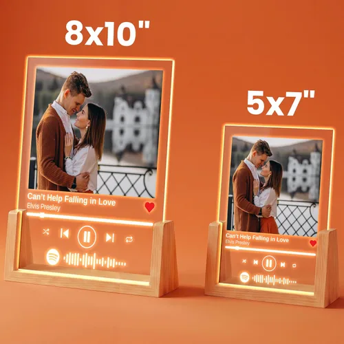 Vista 8 de Placa de música personalizada con soporte de luz LED - Placa de canción personalizada para pareja con código y texto, regalo de última hora, regalo