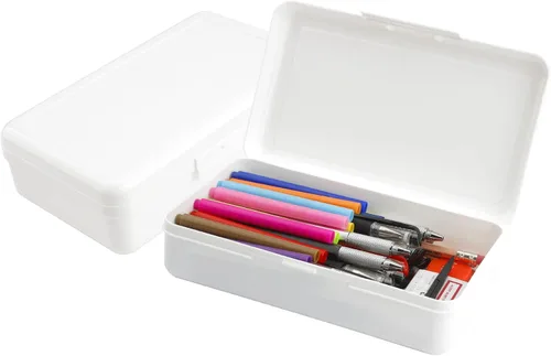 Vista 21 de Estuche para lápices, caja para lápices, estuche transparente para lápices, paquete de 3 estuches de plástico para lápices, estuche para lápices