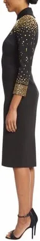 Vista 2 de Badgley Mischka Gold Studded Scuba Dress with Collar
