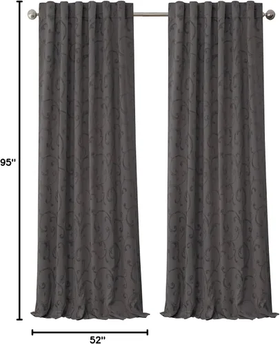 Vista 8 de Elrene Home Fashions Mia - Cortina opaca para ventana de jacquard, 52 x 95 pulgadas (1 panel), color gris