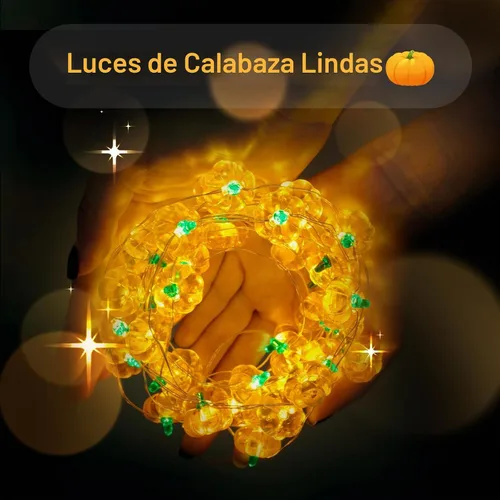 Vista 9 de suddus Luces de calabaza 3D, 40 luces LED de otoño de 12.8 pies, funcionan con pilas con control remoto y 8 modos y temporizador, decoraciones