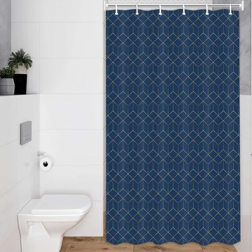 Vista 12 de JAWO Cortina de ducha geométrica negra y dorada, moderna cortina de baño de textura poligonal abstracta, cortina de baño de tela impermeable, 6