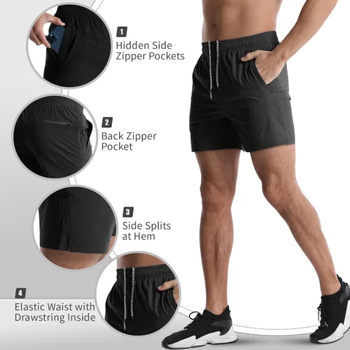 Vista 4 de CANGHPGIN 5 Inch Inseam Shorts Men Workout Running Shorts Mens Athletic Gym Shorts Sports Quick Dry Lightweight Activewear
