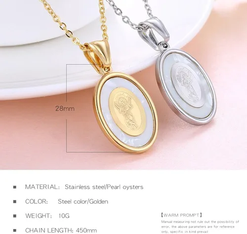 Vista 6 de TEMICO - Collar con colgante ovalado para mujer de acero inoxidable Divino Niño de Colombia