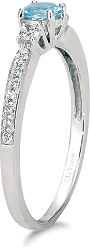 Vista 5 de LeVian - Anillo de tres piedras de oro rosa o blanco de 14 quilates, piedra preciosa redonda y diamante de 16 quilates (color H-I, claridad VS2-SI1)
