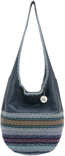 Vista 4 de The Sak Back To Bali 120 - Bolso Hobo en cuero y ganchillo bolso grande para hombro índigo Seminyak Seminyak índigo