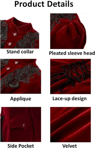 Vista 5 de SUPLEAP Chaqueta victoriana steampunk vintage renacentista para mujer, estilo gótico, uniforme