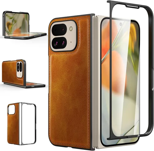 Vista 10 de Foluu Funda para Google Pixel 9 Pro Fold, con Protector de Pantalla Frontal Integrado, Cuero PU + Carcasa Rígida de PC Ultra Delgada Duradera Funda