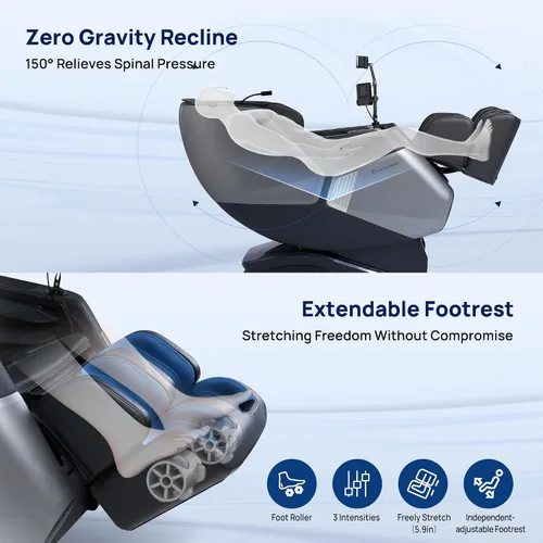 Vista 8 de VAT - Silla de masaje de cuerpo completo VibroAcoustic Sonic Wave, SL-Track Zero Gravity reclinable con 25 modos automáticos, escaneo corporal Negro
