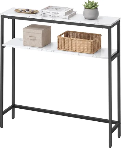 Vista 11 de VASAGLE Mesa consola, mesa de sofá estrecha de 2 niveles con 2 estantes, 7.9 x 31.5 x 31.5 pulgadas, para sala de estar, pasillo, entrada, gris