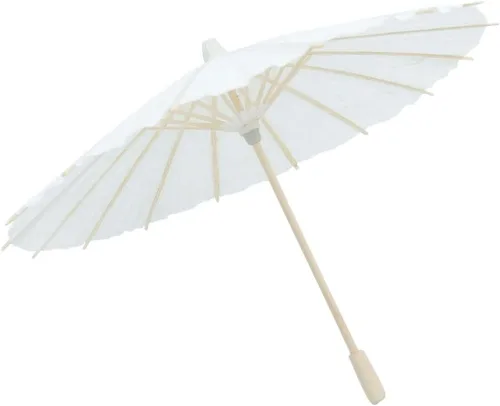 Vista 7 de Efavormart - Paquete de 4 mini paraguas de papel blanco de 16 pulgadas, pequeños detalles de bambú para centros de mesa caprichosos, recuerdos