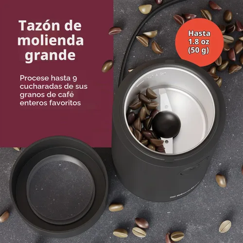 Vista 3 de MuellerLiving - Molinillo de café eléctrico para especias, hierbas, frutos secos, granos Molinillo de café eléctrico afilado de acero inoxidable