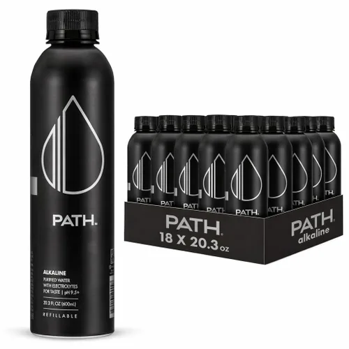 Vista 10 de PATH Agua alcalina embotellada – 9.5 pH equilibrado agua purificada con electrolitos en botella de aluminio – sin BPA, reutilizable, infinitamente