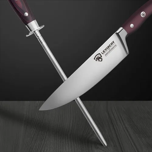 Vista 6 de Cuchillo profesional de 10 pulgadas de acero para afilar con mango