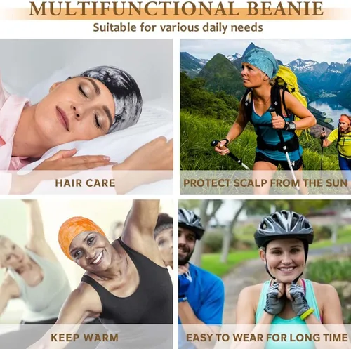 Vista 5 de Bohend Gorros bohemios para la cabeza, gorro elástico antideslizante, bandanas para dormir, turbantes, sombreros para mujeres y hombres, cubierta