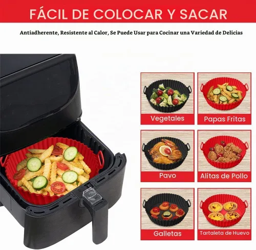 Vista 5 de Forros de silicona para freidora de aire Ninja AF101/161/150, compatible con COSORI/Gourmia/PowerXL/Instant
