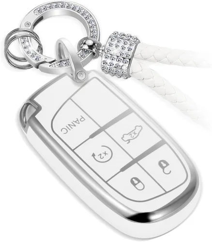 Vista 55 de para llavero de Cadillac con funda de TPU con superficie granulada y cuerda trenzada metálica, funda de llavero mejorada para 2020 en adelante CT4