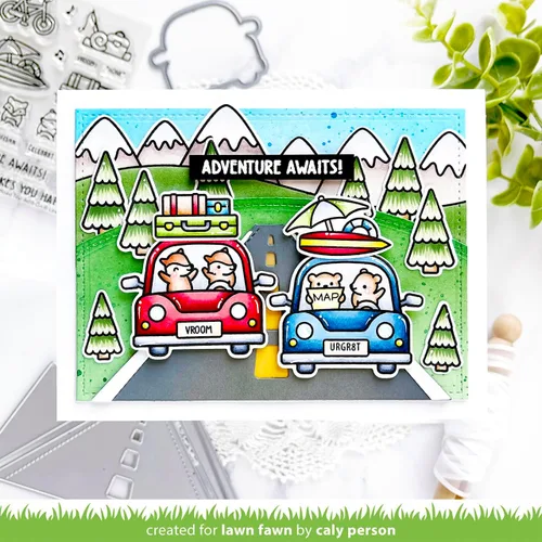 Vista 3 de Lawn Fawn - Car Critters Road Trip - Sellos adicionales, troqueles y bolsillo