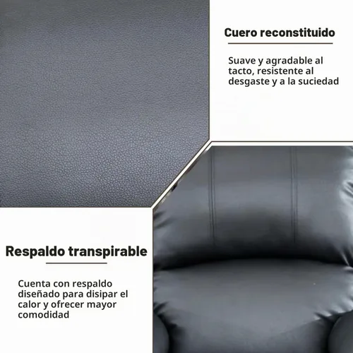 Vista 4 de Juego de muebles de cuero regenerado para sala de estar, juego de sofá reclinable, juego de muebles de dos plazas en sala de estar, sofá reclinable