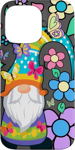 Vista 21 de Floral Daisy Flower Pattern with Butterflies Funny Gnome Case for iPhone 17