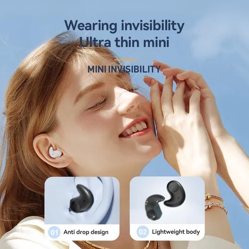 Vista 3 de Auriculares Bluetooth, auriculares inalámbricos para dormir, auriculares con cancelación de ruido invisible, auriculares Bluetooth 5.4 para dormir