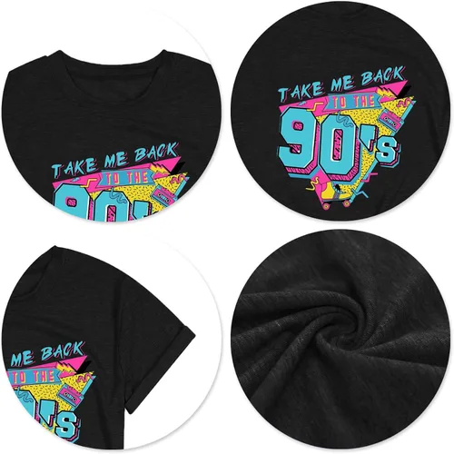 Vista 6 de Atuendo de los años 90 para mujer camiseta vintage de los años 80, camiseta casual de los años 90 y 80 para nostalgia