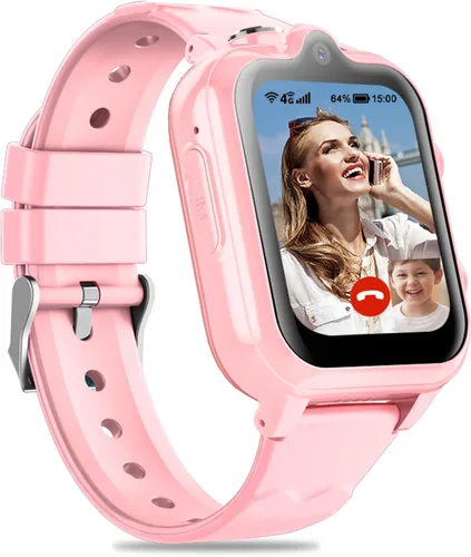 Vista 10 de Reloj inteligente para niños, llamadas telefónicas 4G, mensajes de texto, reloj inteligente con WiFi, video chat de voz, Bluetooth, alarma
