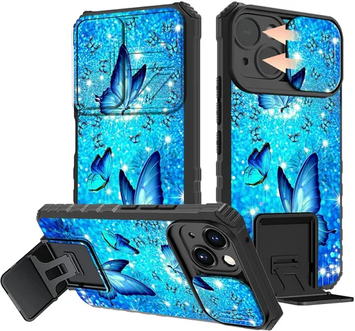 Vista 67 de Rossy Funda para iPhone 14 2022, para iPhone 14 con funda deslizante para cámara deslizante, soporte integrado, doble capa híbrida, a prueba de 1-37