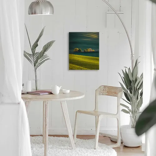 Vista 7 de Arte de pared para baño, imágenes de baño para pared, hermosa vista de paisaje lanscape, colinas verdes y árboles de primavera, Moravia del Sur