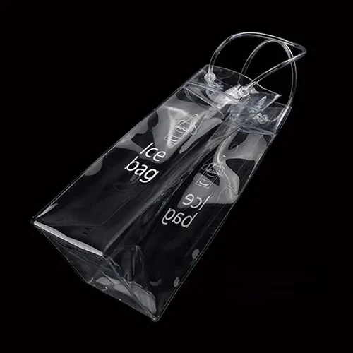 Vista 2 de Bolsa de vino de hielo, portátil, plegable, transparente, con asa, para fiestas, exteriores, champán, cerveza fría, vino blanco, bebidas frías