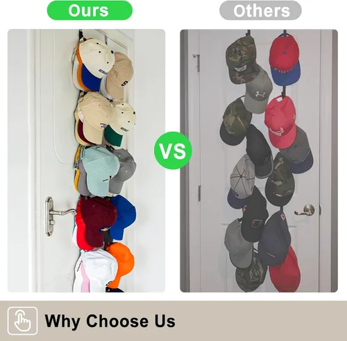 Vista 5 de Perchero para puerta, soporte para sombreros sobre la puerta, organizador de sombreros para gorras de béisbol, colgador de sombreros para armario