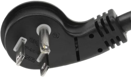 Vista 3 de SF Cable Cable de alimentación NEMA 5-15P de perfil ultra bajo de 1 pie 14/3 AWG en ángulo recto a NEMA 5-15R, negro