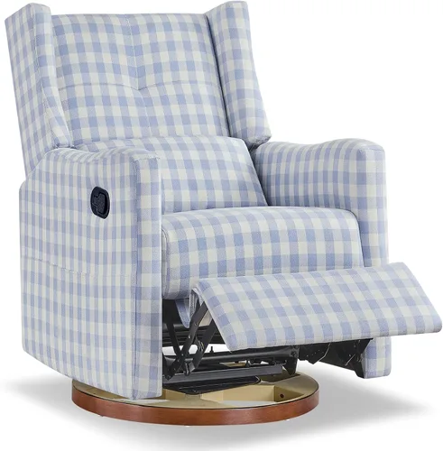 Vista 10 de KISLOT Silla reclinable giratoria, planeador manual para guardería, cuadros Cuadros azules