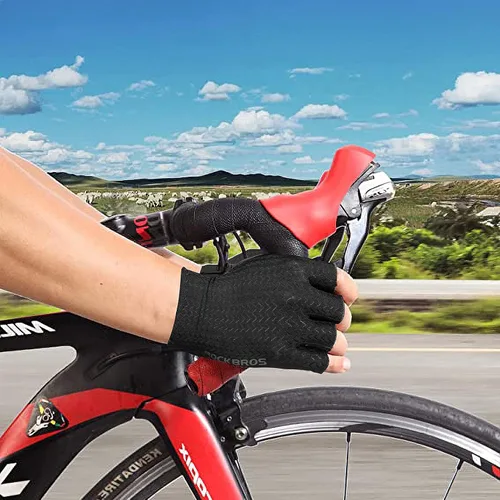 Vista 2 de ROCKBROS Guantes de ciclismo guantes de ciclismo para hombres y mujeres guantes de bicicleta de carretera MTB de medio dedo almohadilla de gel