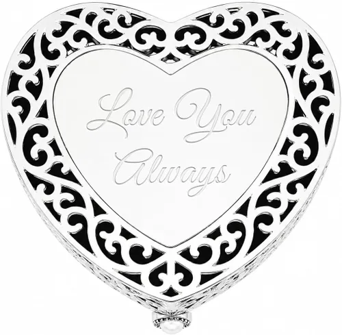 Vista 9 de Cherished Moments - Joyero personalizado con forma de corazón de filigrana Plata-Bautismo