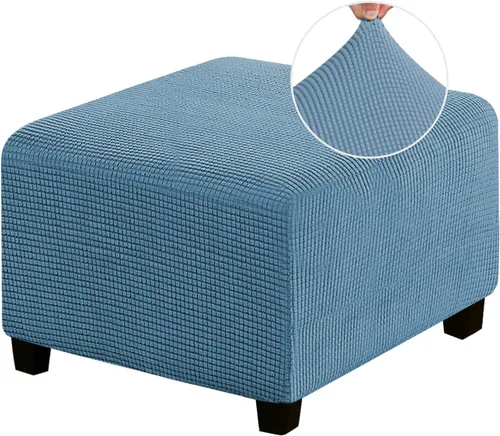 Vista 18 de Funda Otomana Elástica Fundas para Otomana Cuadradas para Sala de Estar Taburete Reposapiés Fundas Elásticas para Adaptarse al Reposapiés Otomano